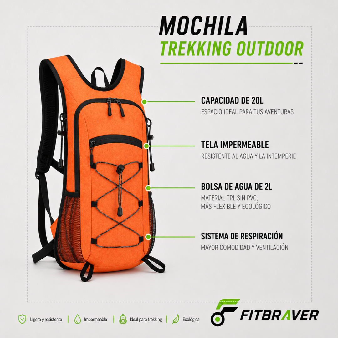 Mochila Hidratación Camelback Trekking+bolsa De Agua Tpl naranja