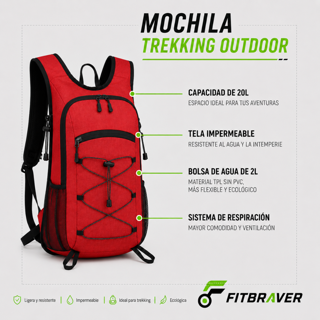 Mochila Hidratación Camelback Trekking+bolsa De Agua Tpl rojo