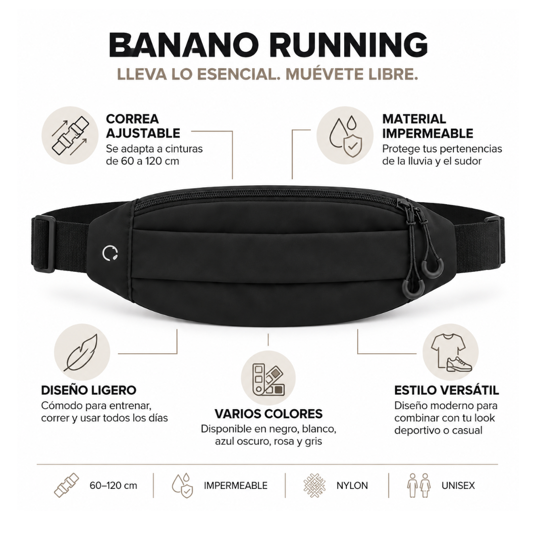 Banano Lumy Impermeable Deportivo Running Cómodo Fitbraver Para Trotar Bicicleta Outdoor Negro