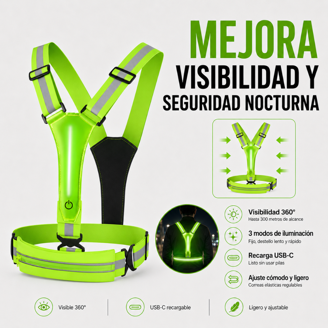 Chaleco Reflectivo Deportivo Luces Recargables Seguridad