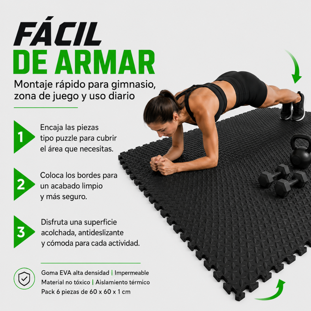 Pack 6 Unidad Piso Deportivo Goma Eva Alfombra Tatami 60x60