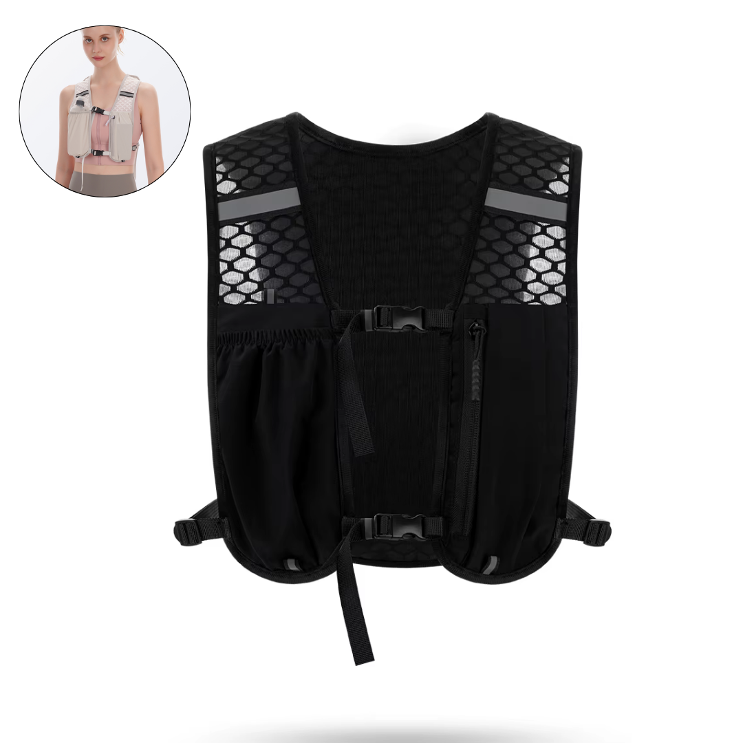 Chaleco Running Bolso Bicicleta Mochila Trail Senderismo Negro