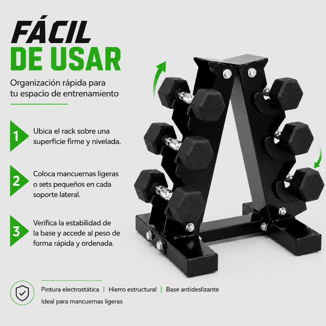 RACK PARA MANCUERNAS HEXAGONALES DE 3 NIVELES