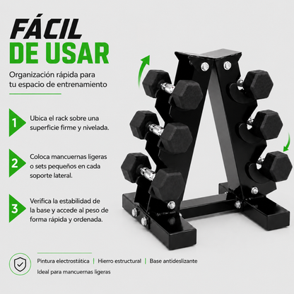 RACK PARA MANCUERNAS HEXAGONALES DE 3 NIVELES