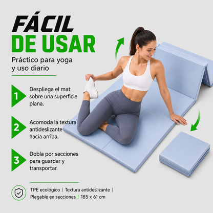 Mat De Yoga Plegable Abdominales Antideslizante 183x60x0.5 Azul