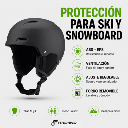 Casco Ski Snowboard De Nieve Adulto Ajustable Talla M Negro Esquí