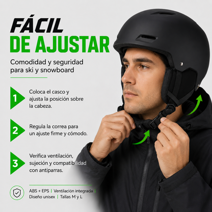 Casco Ski Snowboard De Nieve Adulto Ajustable Talla M Negro Esquí