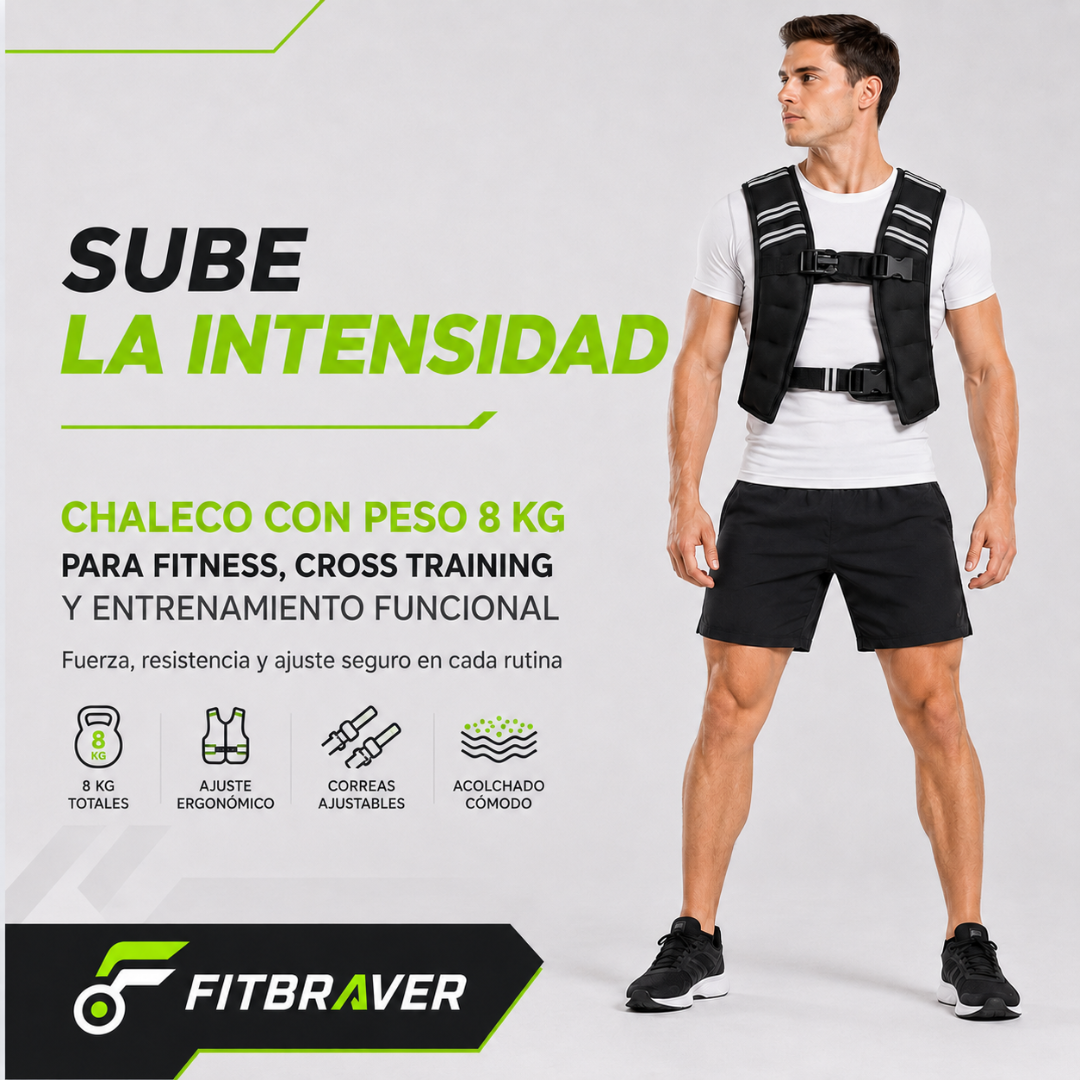 Chaleco Peso 8kg Ajustable Crossfit Lastrado Ejercicios