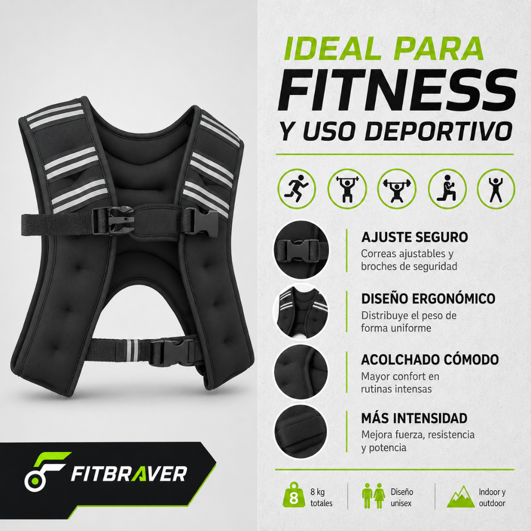 Chaleco Peso 8kg Ajustable Crossfit Lastrado Ejercicios