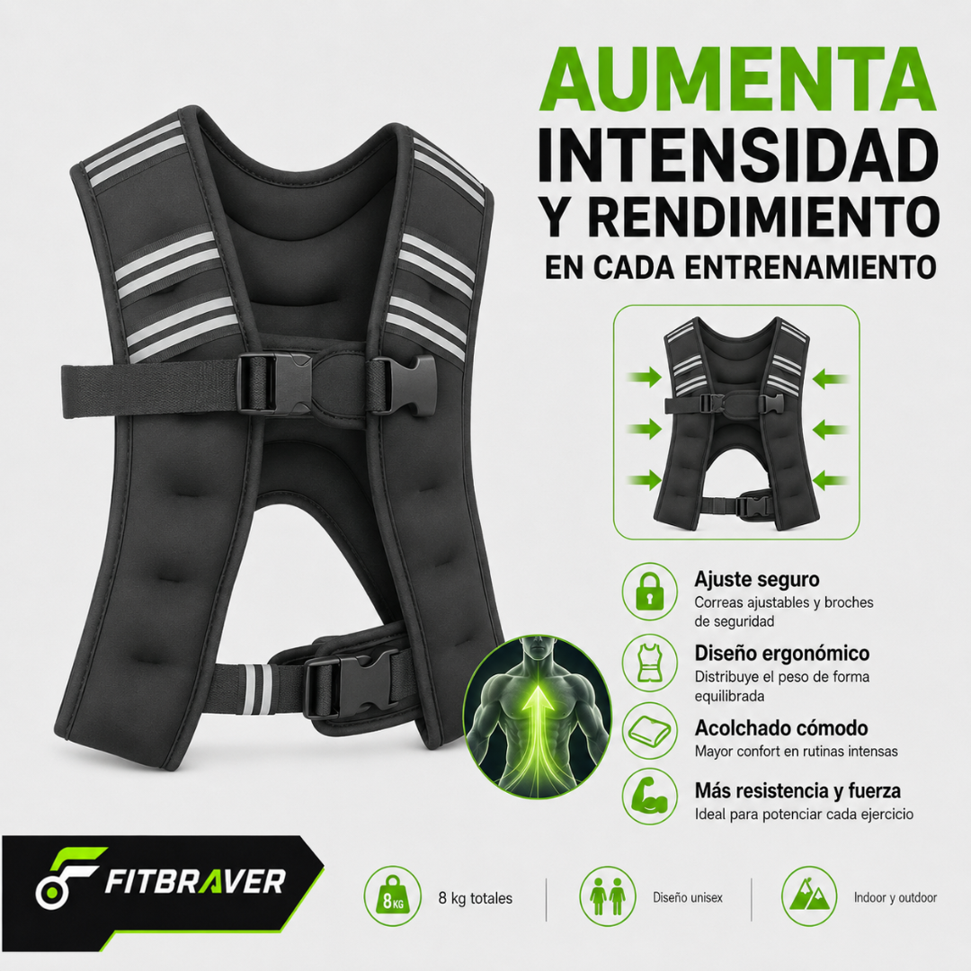 Chaleco Peso 8kg Ajustable Crossfit Lastrado Ejercicios