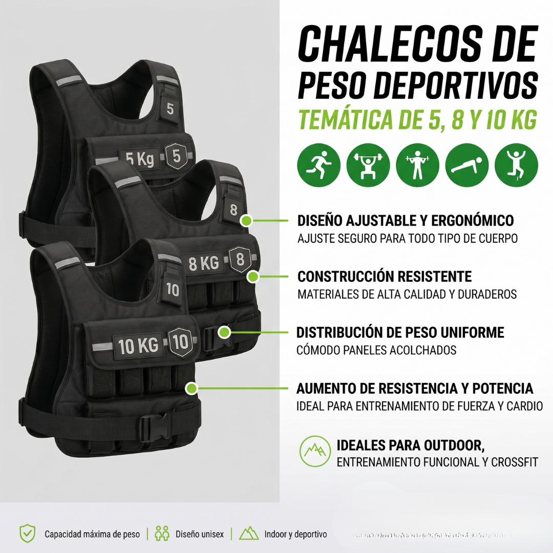 Chaleco Peso 8kg Ajustable Crossfit Lastrado Ejercicios