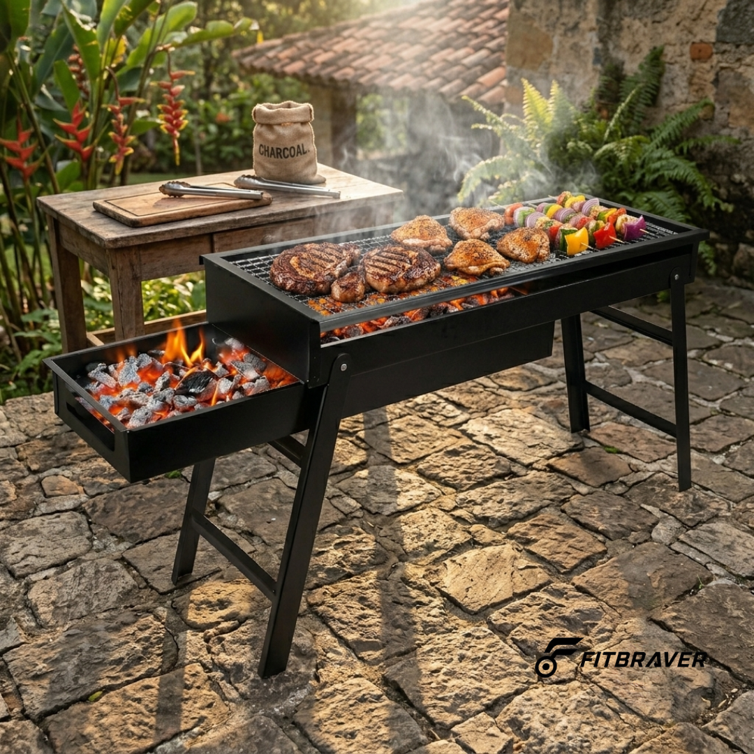 Parrilla Parrillera Para Asado Plegable Portatil Xl 60x22x33