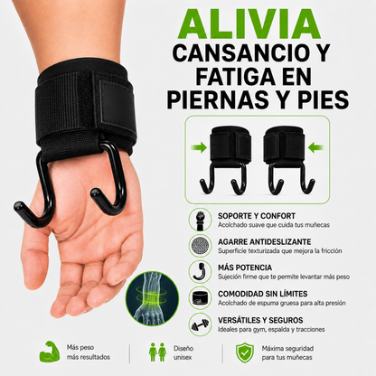 X2 Ganchos De Agarre Straps Gym Pesas Peso Muerto Ajustable