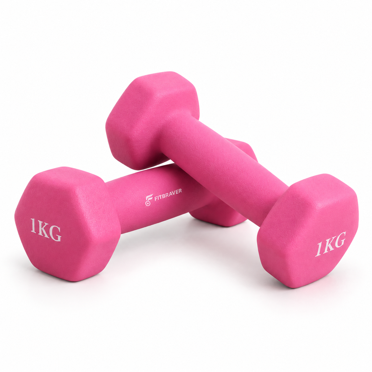 Pack 2 Mancuernas de Vinilo 1kg Cada Una Color Rosa Fitbraver