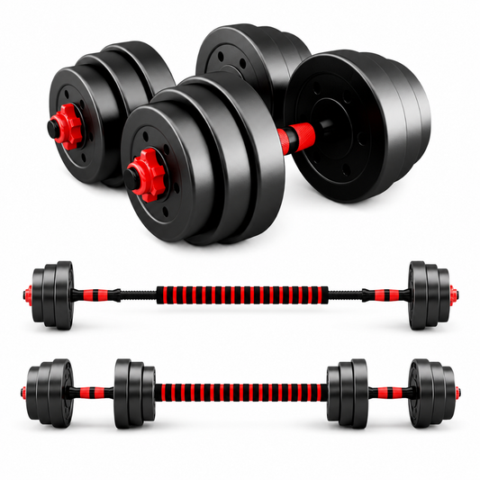 Set De Mancuernas Unibles De 30kg Con Barra De Extension. Color Negro