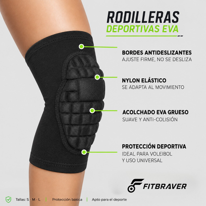 Rodilleras Deportivas Voleibol Acolchada 14mm Alta Densidad